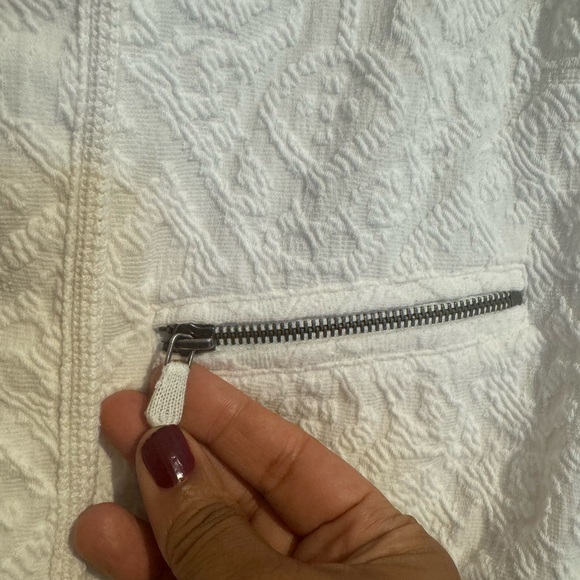 ANTHROPOLOGIE | Moth | W Small White quilted Jacquard Crochet lady Jacket boho - Picture 5 of 12